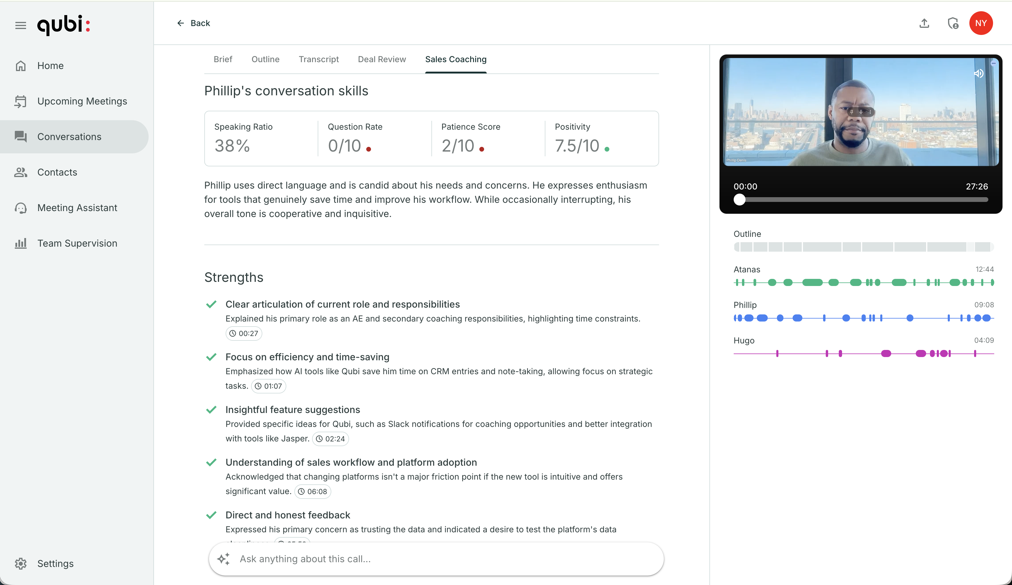 Team analytics and call coaching