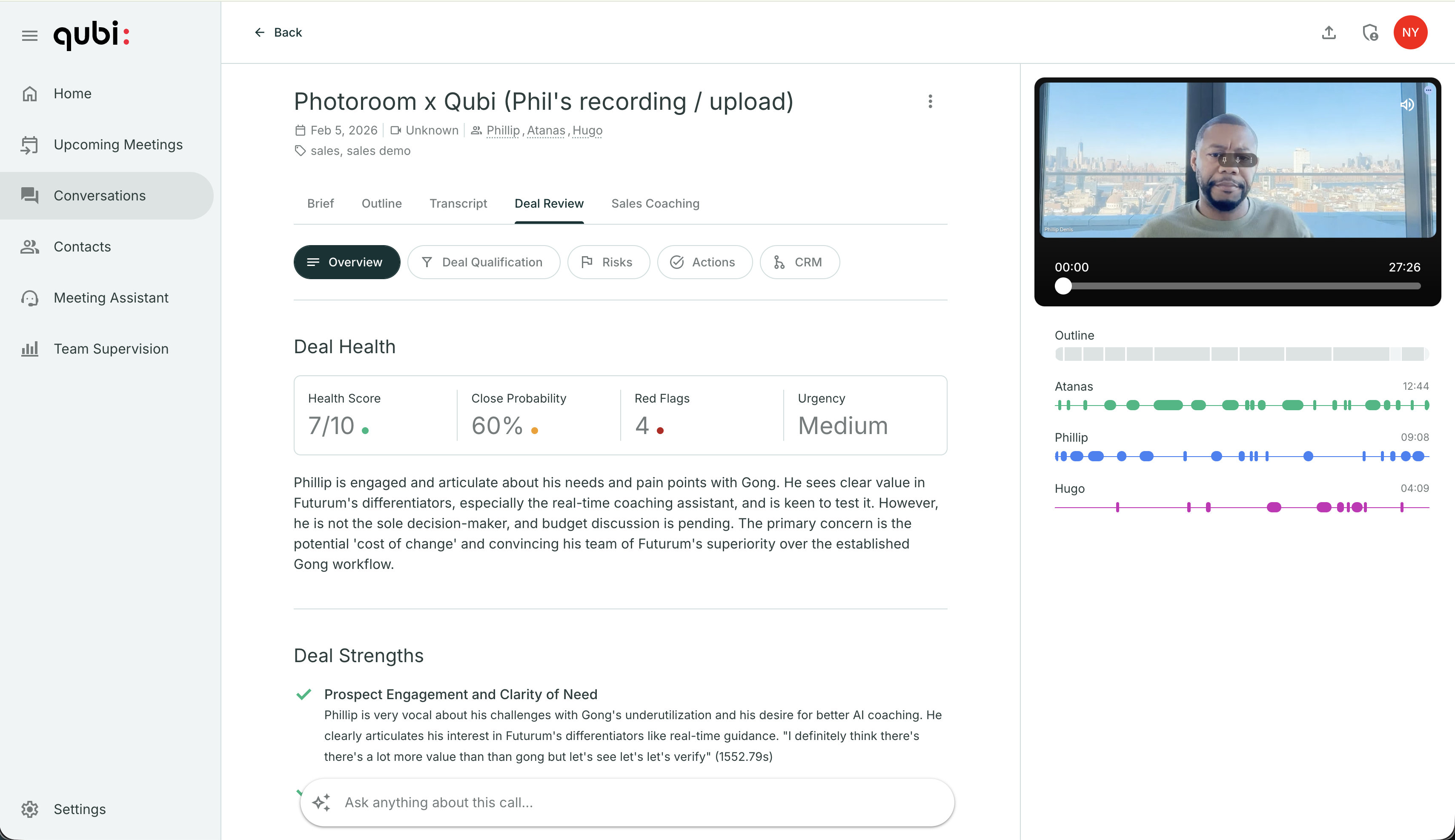 Deal intelligence pipeline with health scores