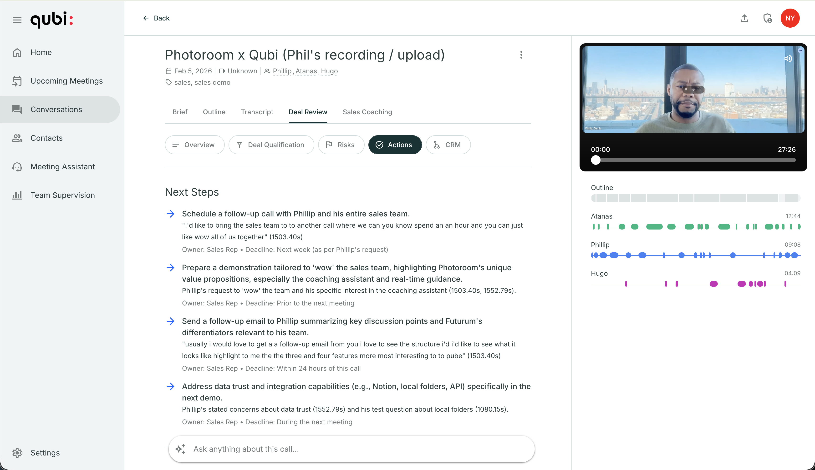 Meeting summary with action items
